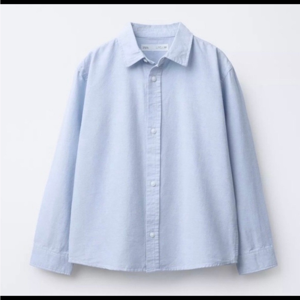 Zara Boys Light Blue Button Down Dress Shirt 13/14